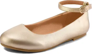 K KomForme Girl's Ballerina Flat Ankle Strap Dress Ballet Flat Shoes（Toddler/Little Kid/Big Kid）