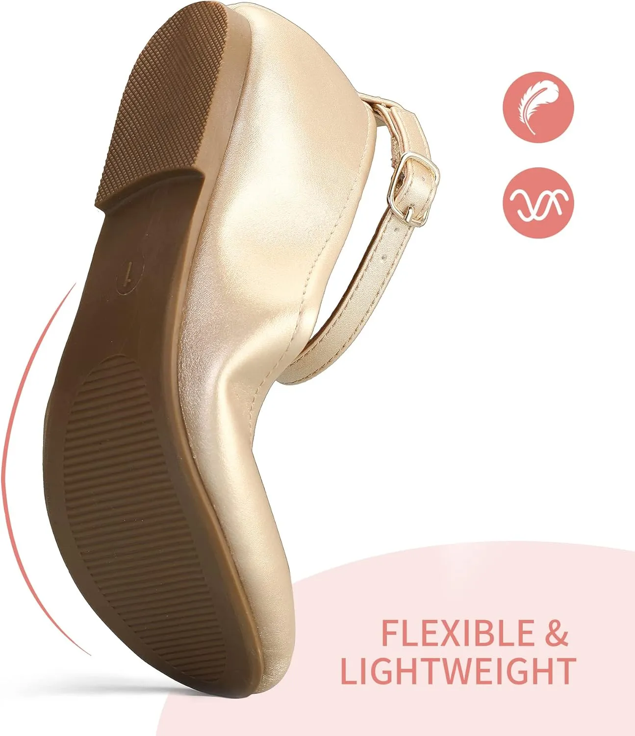 K KomForme Girl's Ballerina Flat Ankle Strap Dress Ballet Flat Shoes（Toddler/Little Kid/Big Kid）