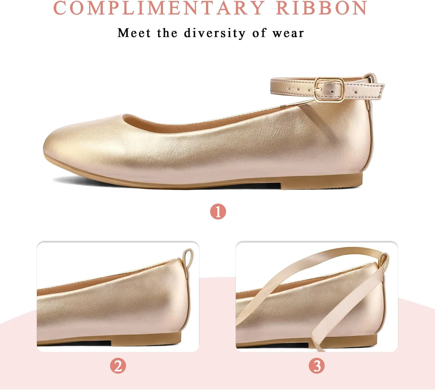 K KomForme Girl's Ballerina Flat Ankle Strap Dress Ballet Flat Shoes（Toddler/Little Kid/Big Kid）