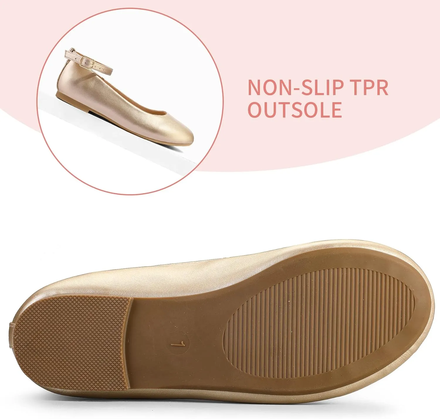 K KomForme Girl's Ballerina Flat Ankle Strap Dress Ballet Flat Shoes（Toddler/Little Kid/Big Kid）