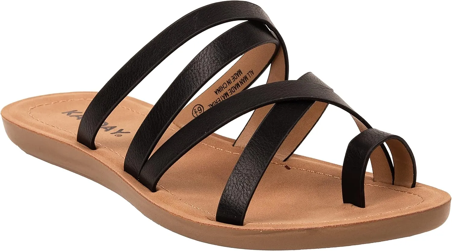 KAYDAY Womens Sandals Comfortable Slip On Flat Cross bands Toe Ring Fashion Flats HERO