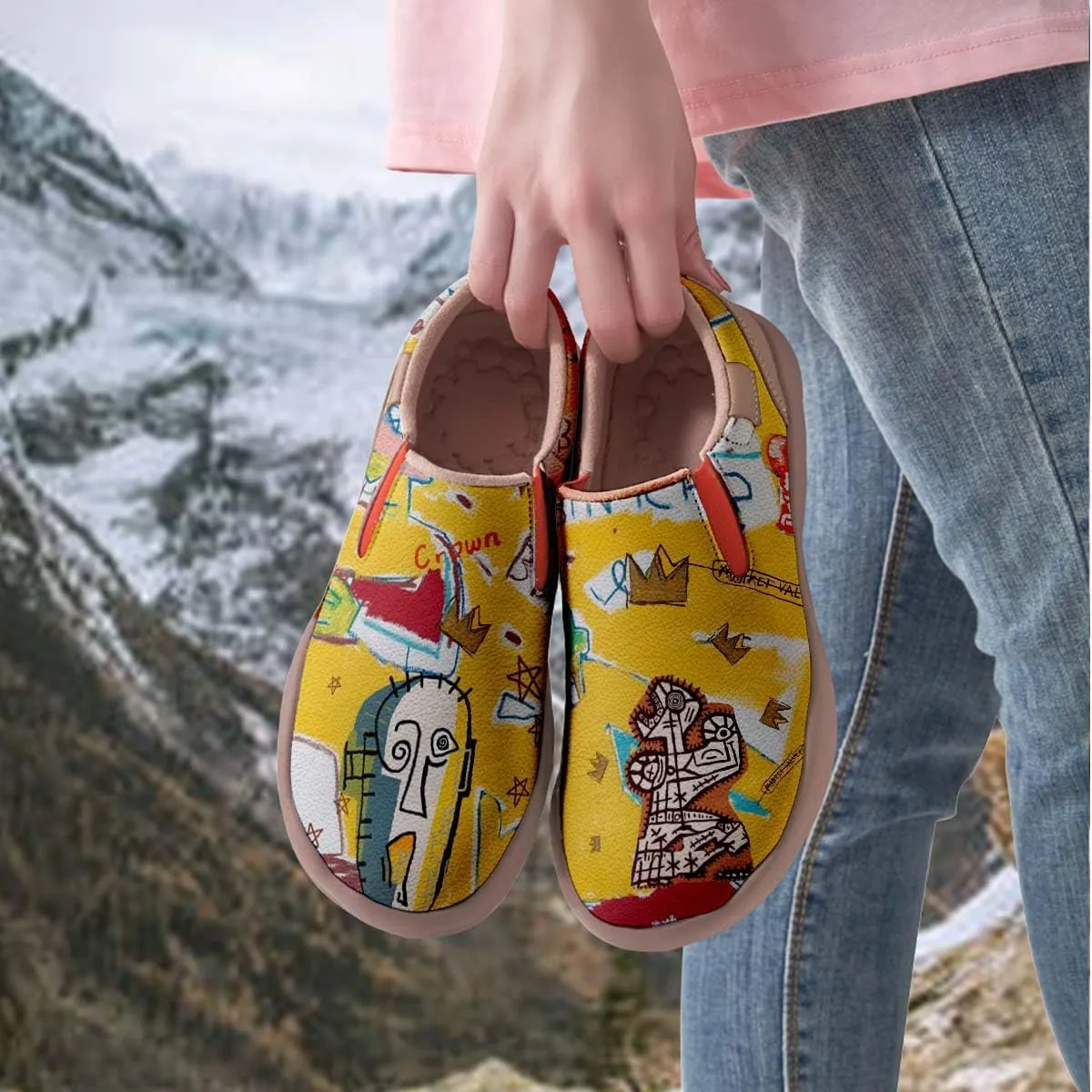 Kids Graffiti Walking Shoes Boy Girl Slip On Painted Travel Loafers Lightweight Comfort Fashion Sneaker
