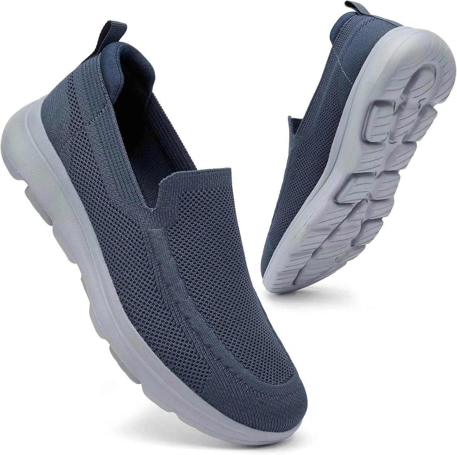 konhill Men's Walking Shoes Slip on Loafers- Mesh Casual Tennis Sneaker Breathable Shoes