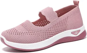 Kubbon Women Footwear Orthopedic Sneakers Woven Breathable Slip On Arch Support Walking Shoes Anti-Skid Sports Shoes Casual Running Diabetic Foam Sneakers