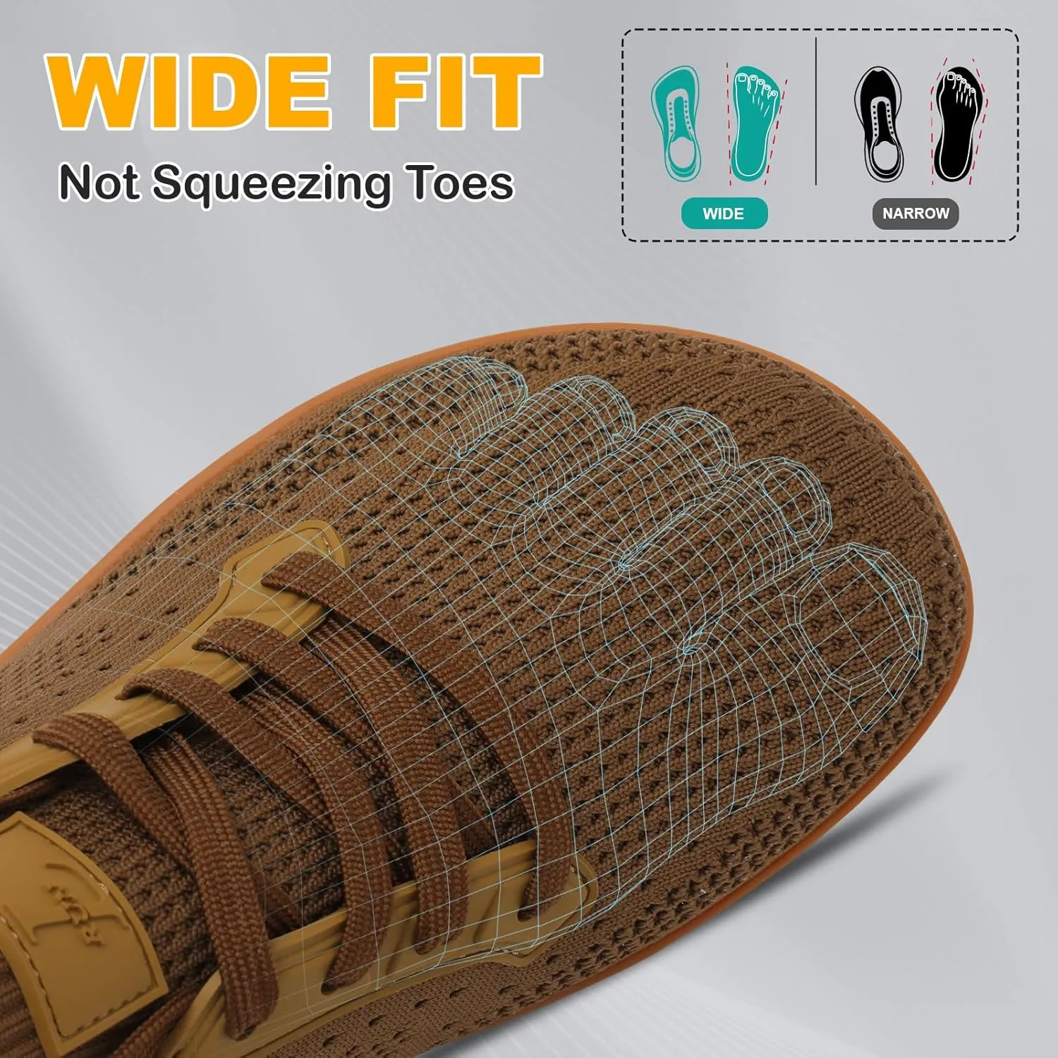 L-RUN Mens Walking Shoes Wide Toe Barefoot Shoes Minimalist Men's Casual Dress Shoes Breathable Zero Drop Fashion Sneakers