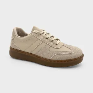 Ladies Beige Contrast Trainer