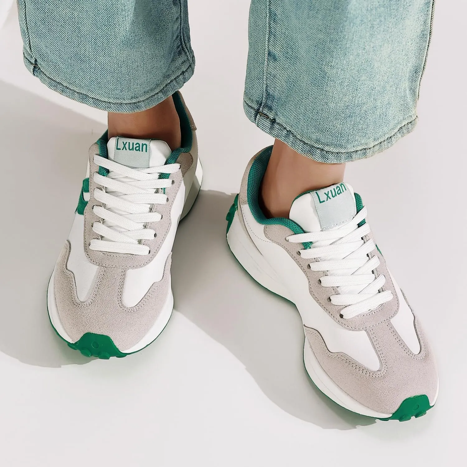 Ladies Retro Thick-Soled Casual Lightweight Sports Shoes - Classic Lace-up Anti-Slip Breathable Tennis Running Shoes
