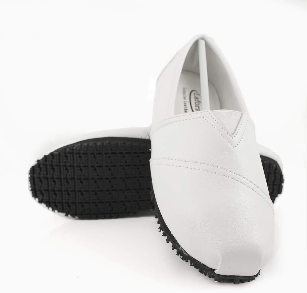 Laforst Froggee Womens Leather Nonslip Server Waitress Nurse Slip On Flat Free Socks