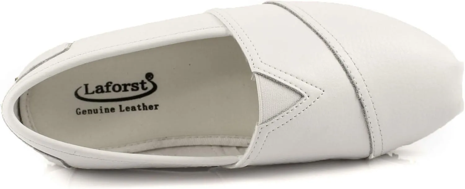 Laforst Froggee Womens Leather Nonslip Server Waitress Nurse Slip On Flat Free Socks