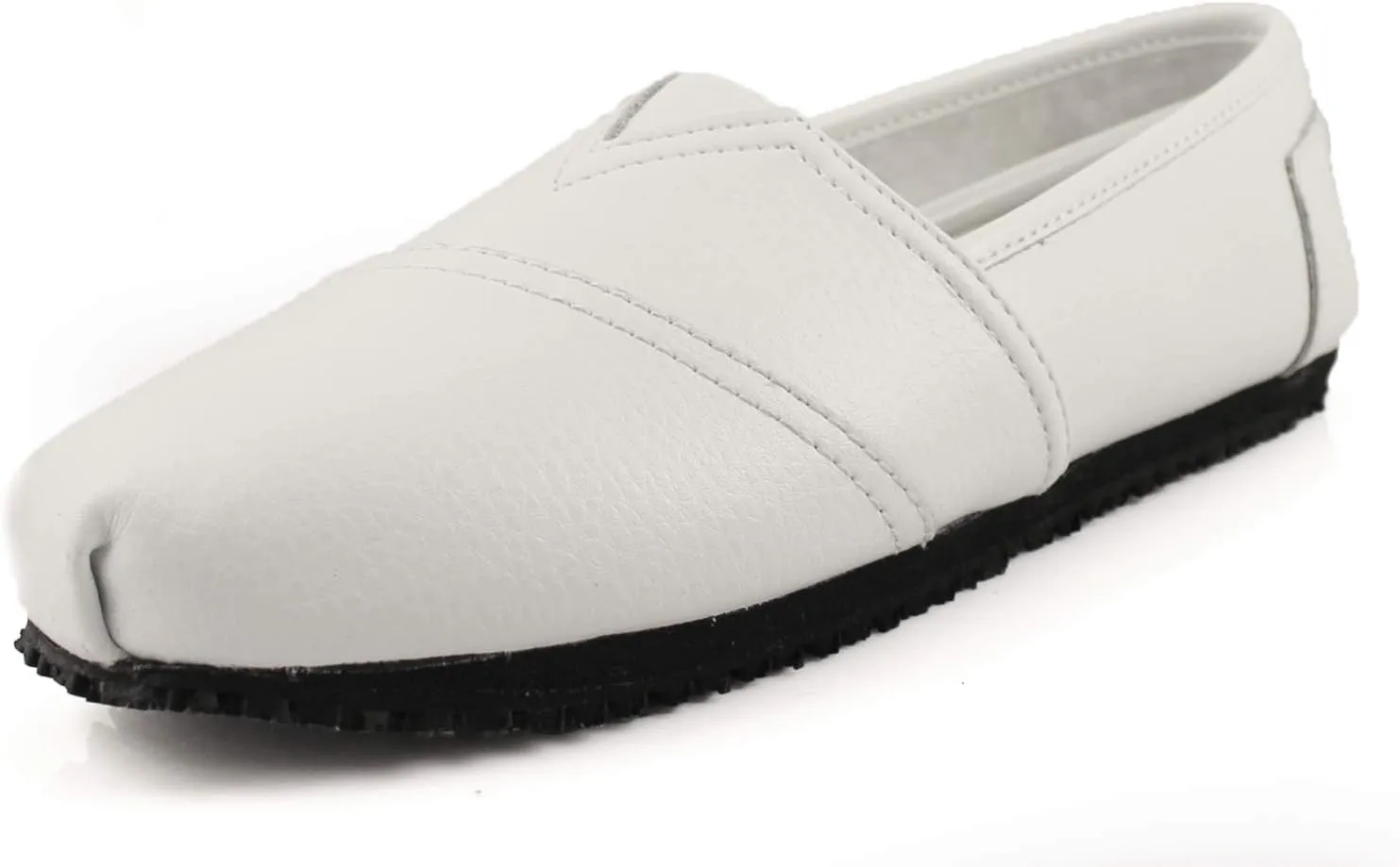 Laforst Froggee Womens Leather Nonslip Server Waitress Nurse Slip On Flat Free Socks