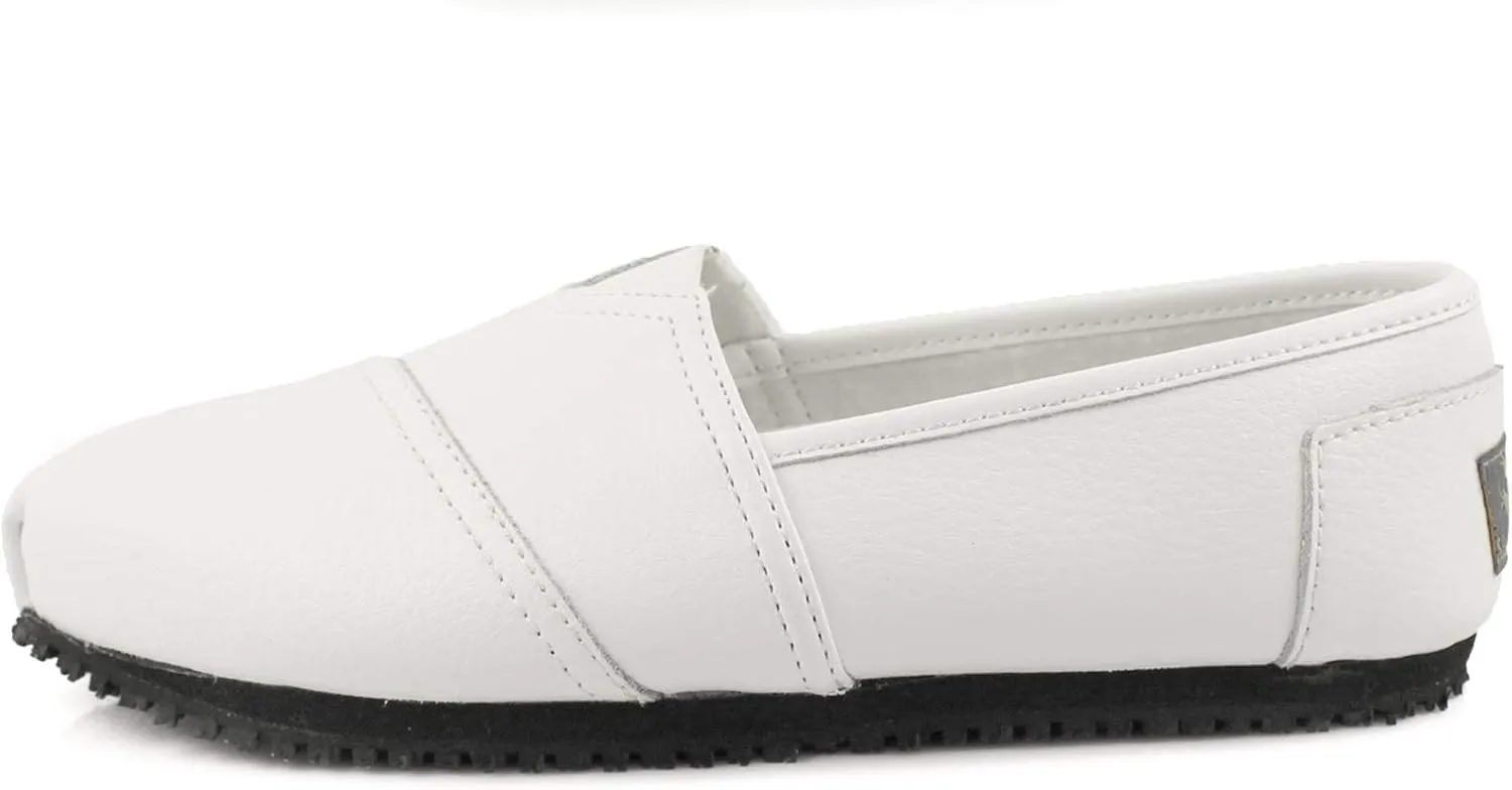 Laforst Froggee Womens Leather Nonslip Server Waitress Nurse Slip On Flat Free Socks