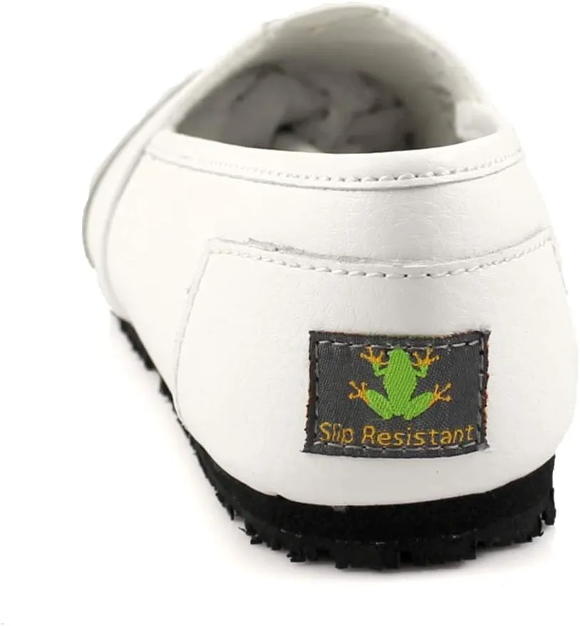 Laforst Froggee Womens Leather Nonslip Server Waitress Nurse Slip On Flat Free Socks