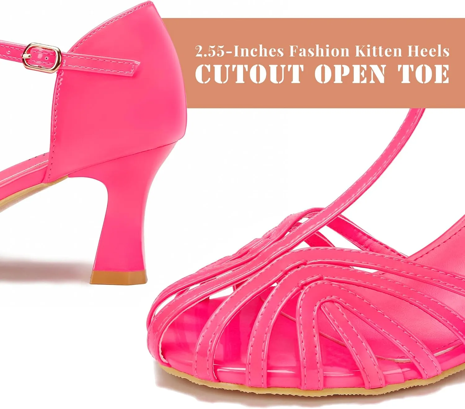 Latin Dance Shoes for Women Ballroom Dance Shoes Women Prom Shoes for Woman Dancing Salsa Dance Shoes for Women T-strap Closed Toe Sandals Women Patent leather