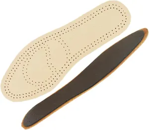 Leather Sports Insoles 2 Pairs Breathable Cowhide Inserts Size 45-46 Reduces Foot Pressure