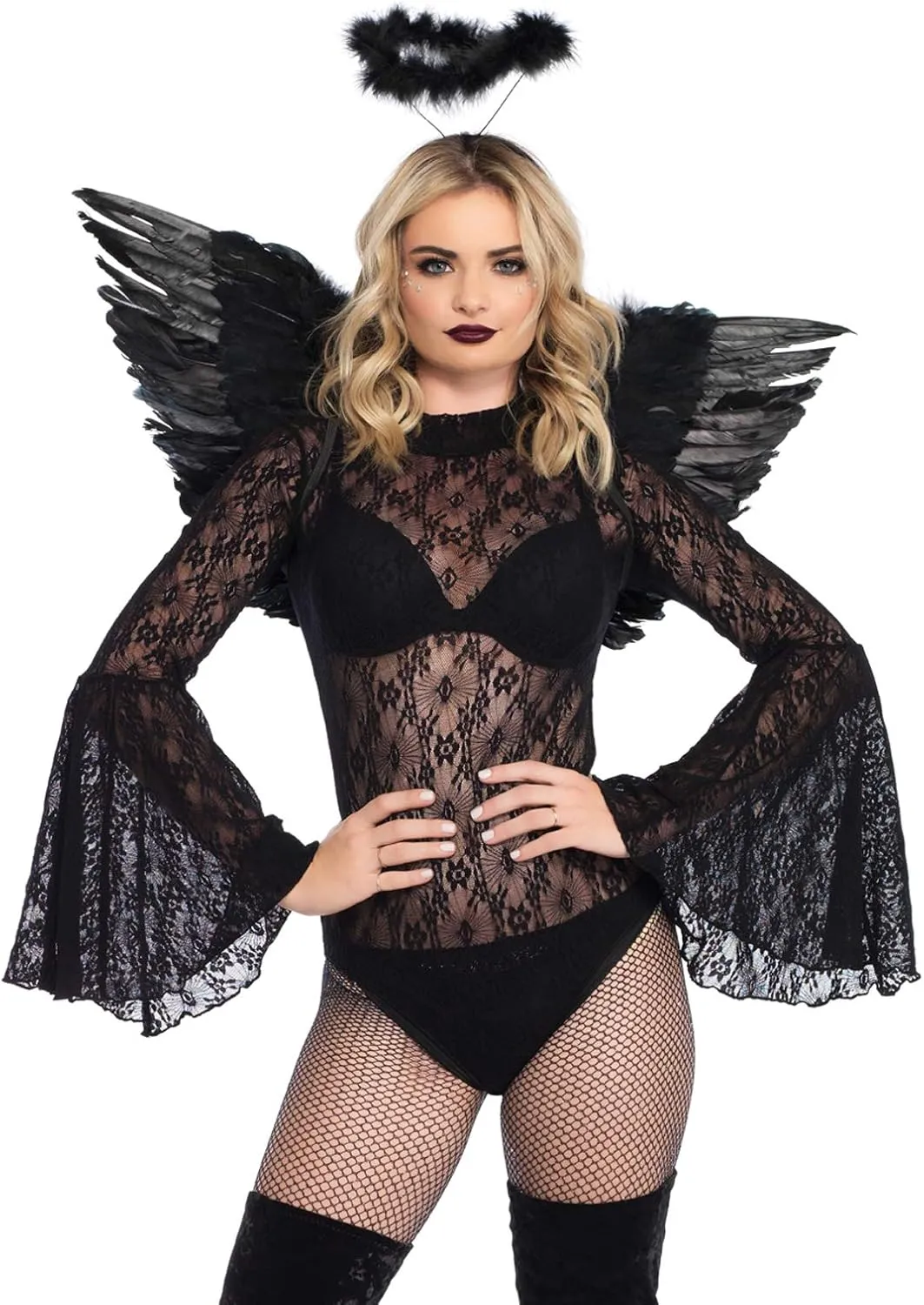Leg Avenue Women's 2 Pc Feathered Angel Wings and Halo Costume Accessory Kit