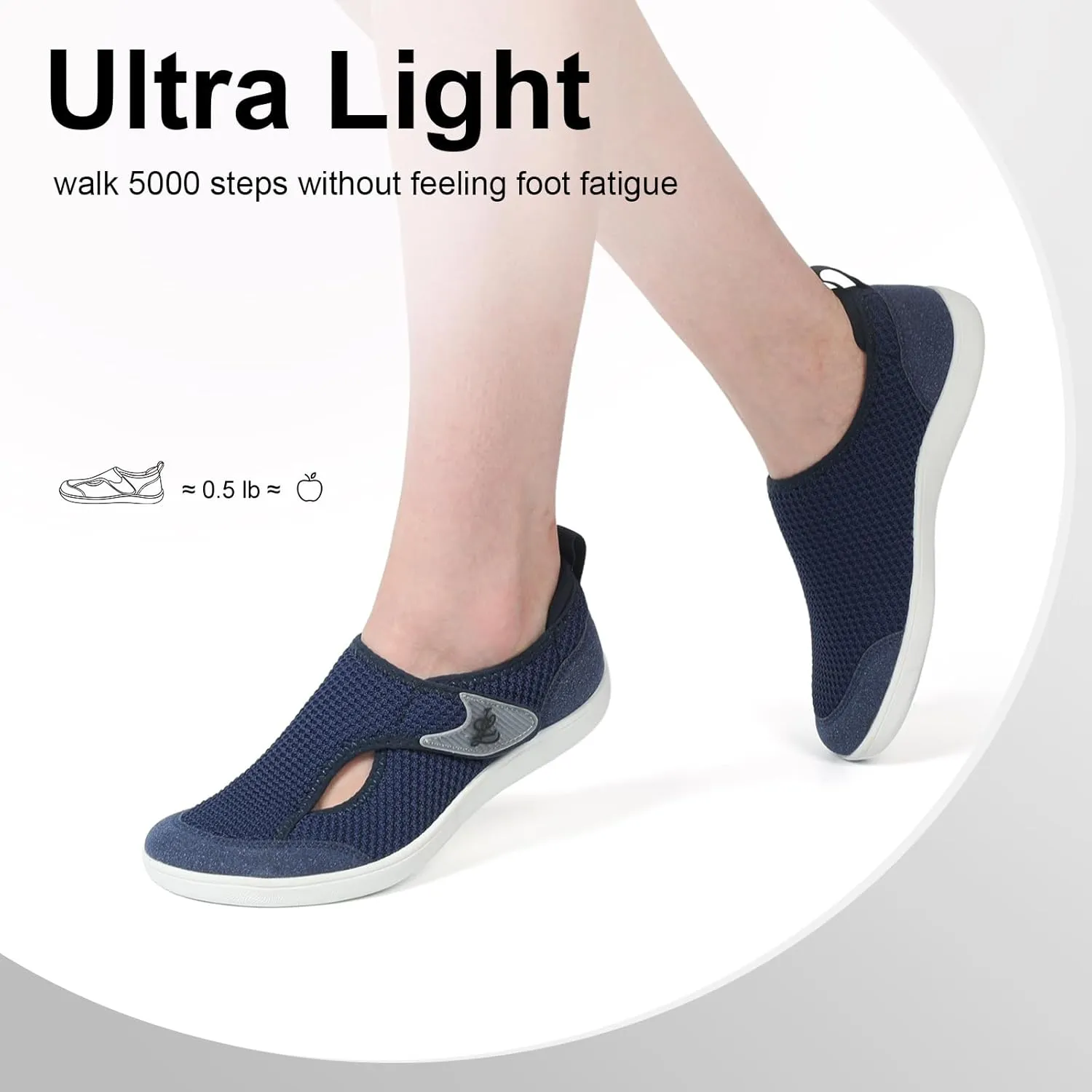 LeIsfIt Womens Wide Diabetic Shoes Adjustable Barefoot Walking Shoes Breathable Zero Drop Sneakers for Wide Width Arthritis Edema Feet Size 6-12