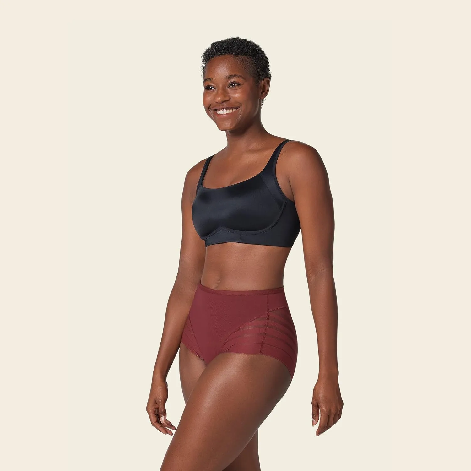 Leonisa Invisible High Waisted Tummy Control Stripe Lace Underwear - Shapewear Panties for Women