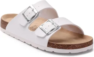 Litfun Women's Cork Footbed Sandal Summer Slip On Slide Sandals with Adjustable Buckle