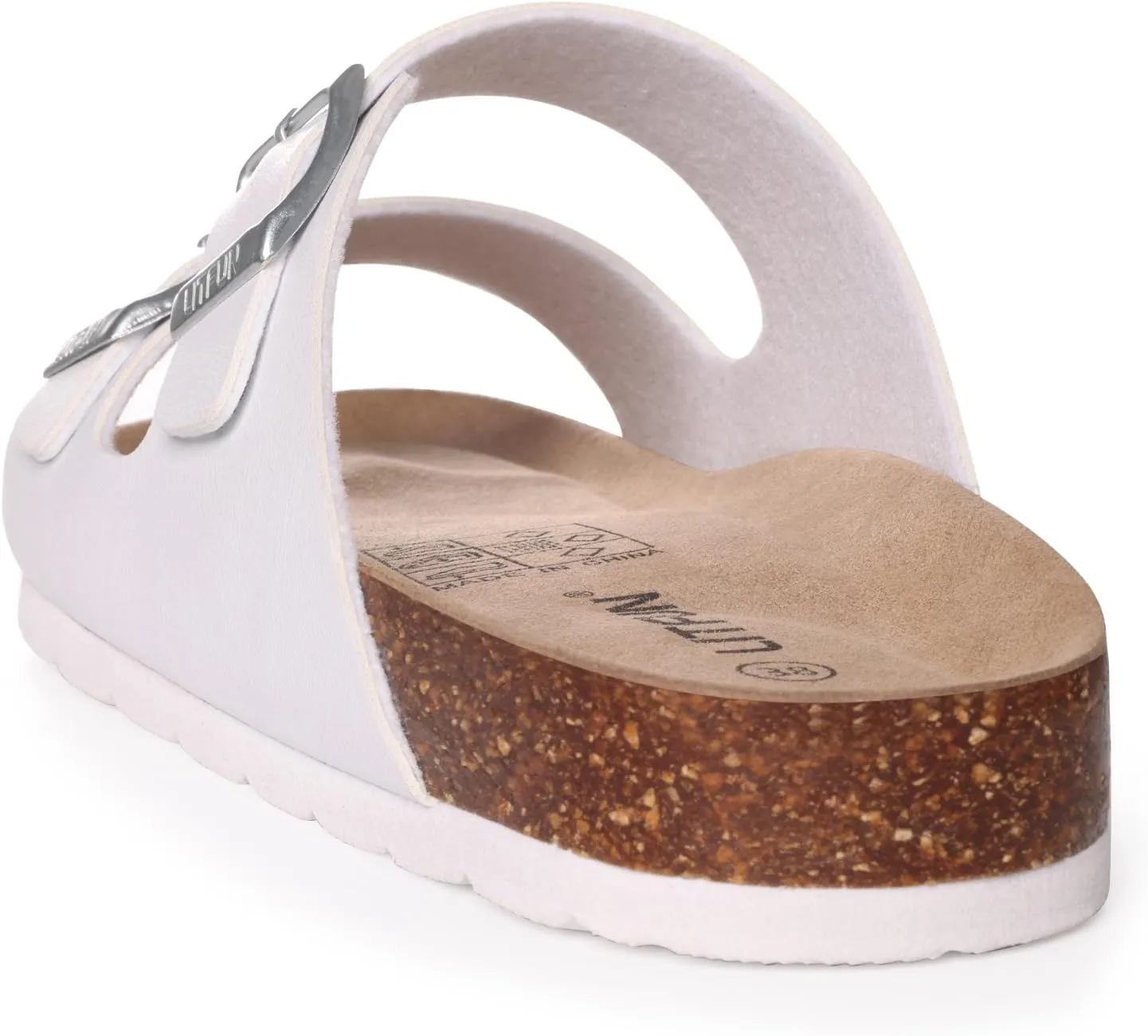 Litfun Women's Cork Footbed Sandal Summer Slip On Slide Sandals with Adjustable Buckle