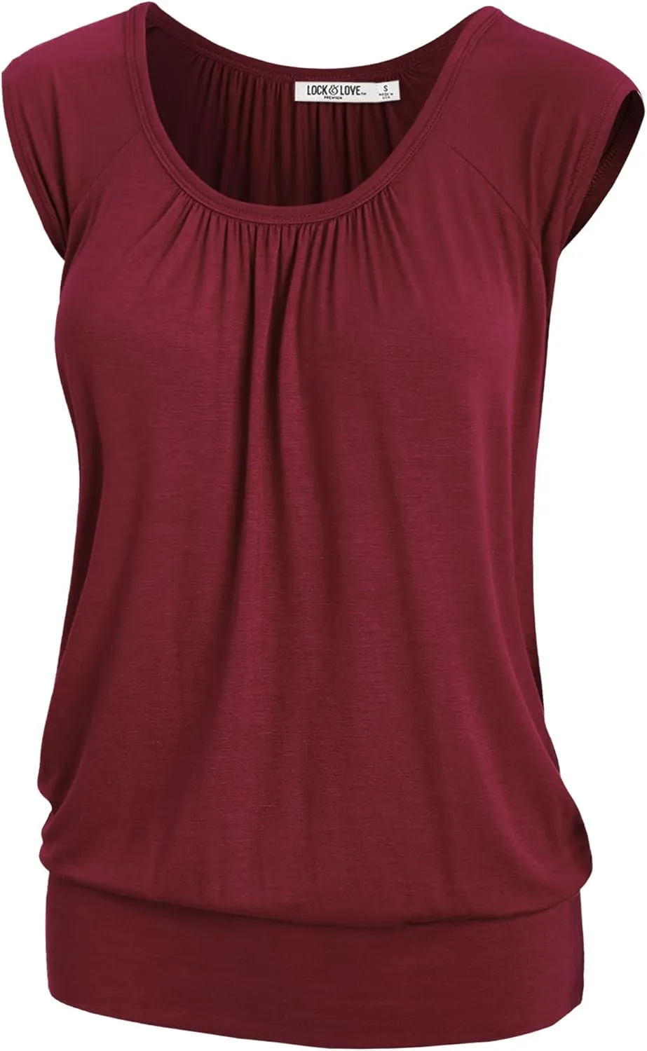Lock and Love Women's Scoop Neck Short Sleeve Solid/Print/Dip-Dye Sweetheart Top S-3XL Plus Size