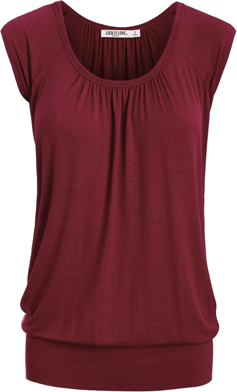 Lock and Love Women's Scoop Neck Short Sleeve Solid/Print/Dip-Dye Sweetheart Top S-3XL Plus Size