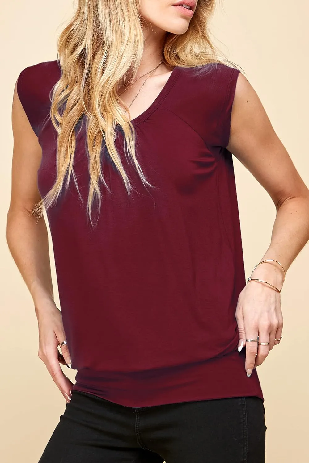 Lock and Love Women's Scoop Neck Short Sleeve Solid/Print/Dip-Dye Sweetheart Top S-3XL Plus Size