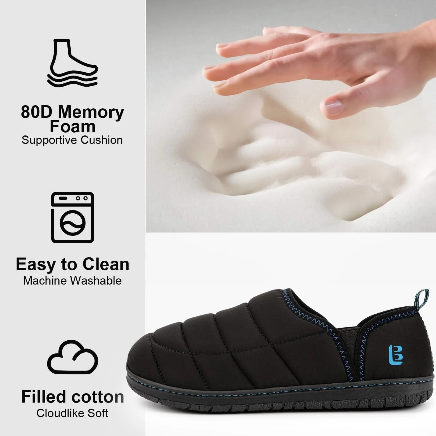 LongBay Mens Outdoor Slippers Two Tone Memory Foam Slip On Indoor House Shoes Loafers