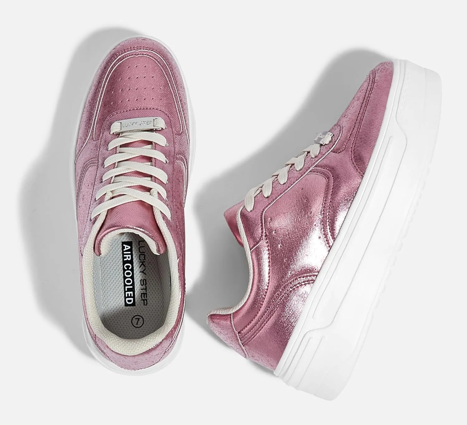 LUCKY STEP Women Platform Fashion Sneakers Chunky Faux Leather Thick Sole Comfortable Lightweight Casual Tennis Walking Shoes