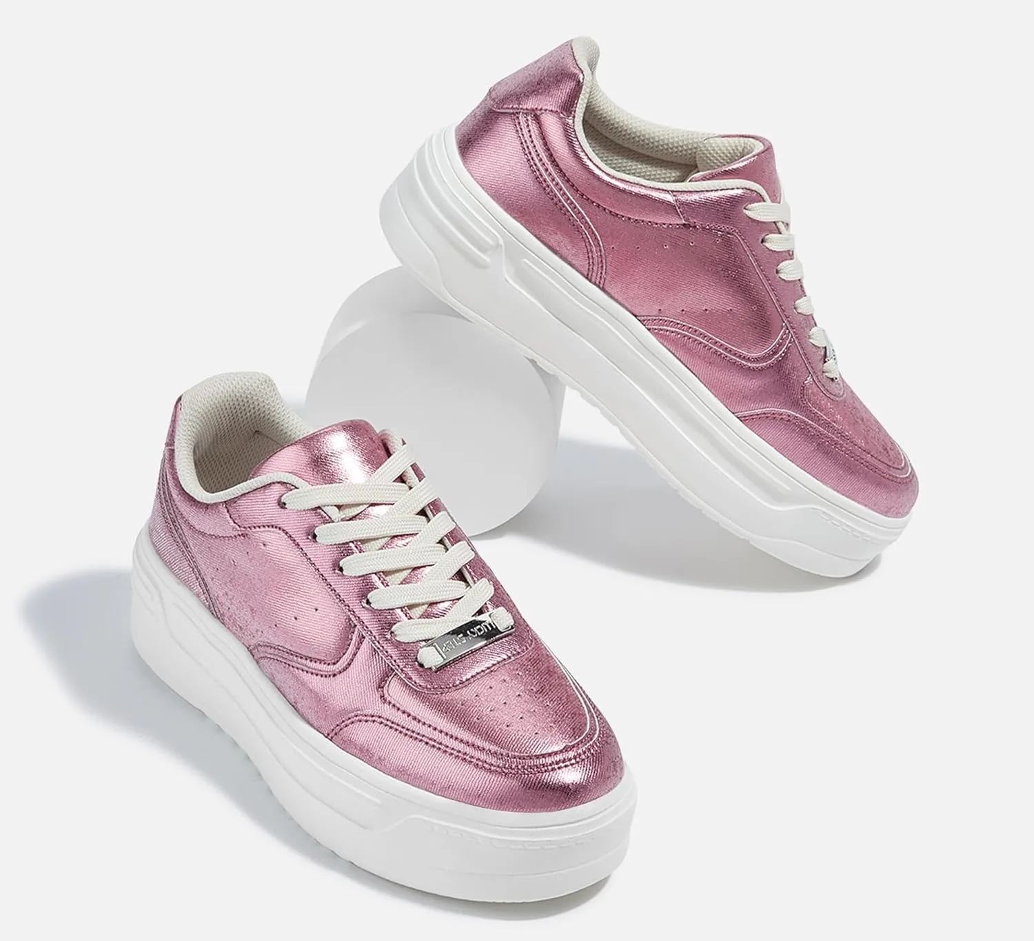 LUCKY STEP Women Platform Fashion Sneakers Chunky Faux Leather Thick Sole Comfortable Lightweight Casual Tennis Walking Shoes