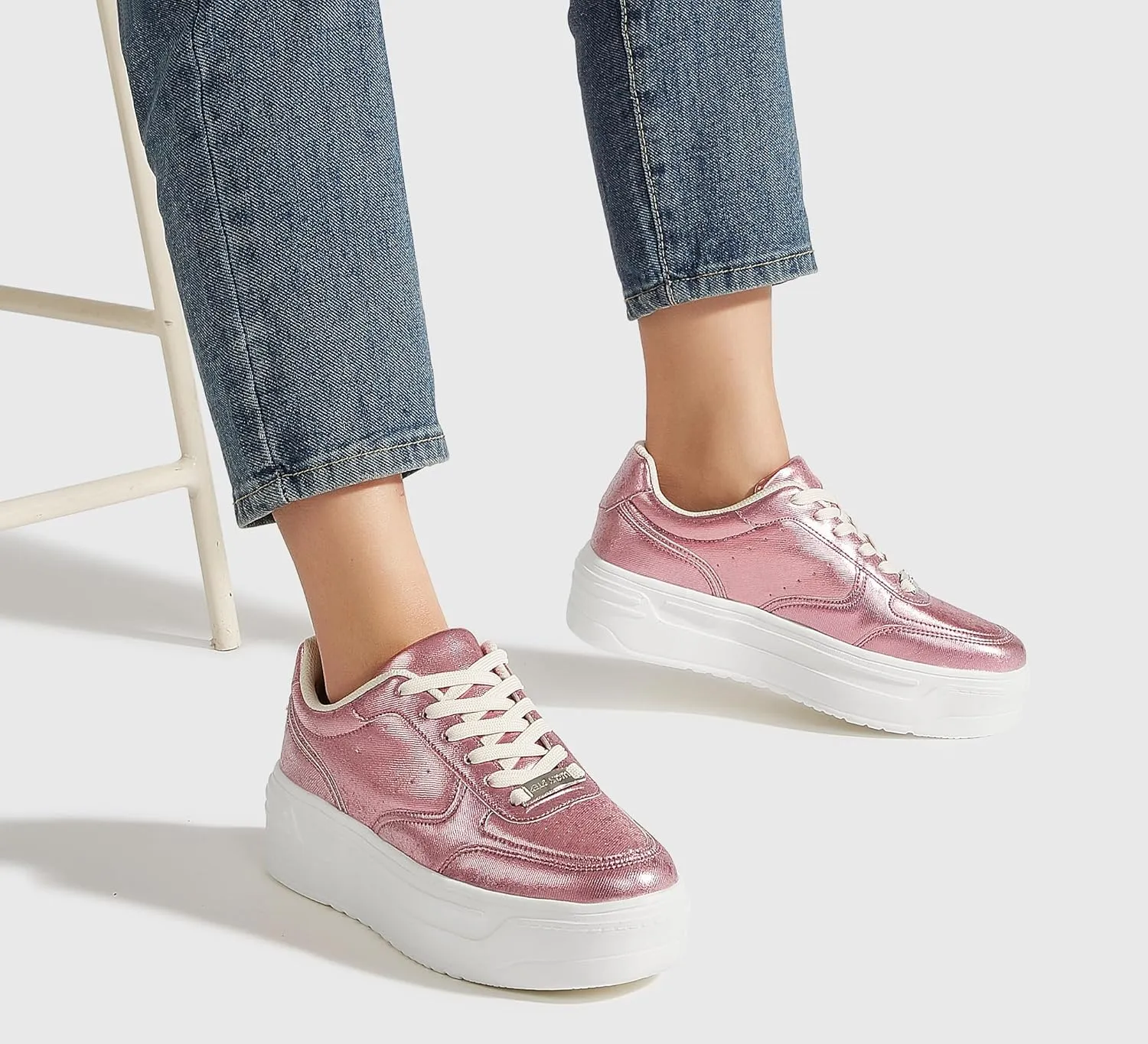 LUCKY STEP Women Platform Fashion Sneakers Chunky Faux Leather Thick Sole Comfortable Lightweight Casual Tennis Walking Shoes