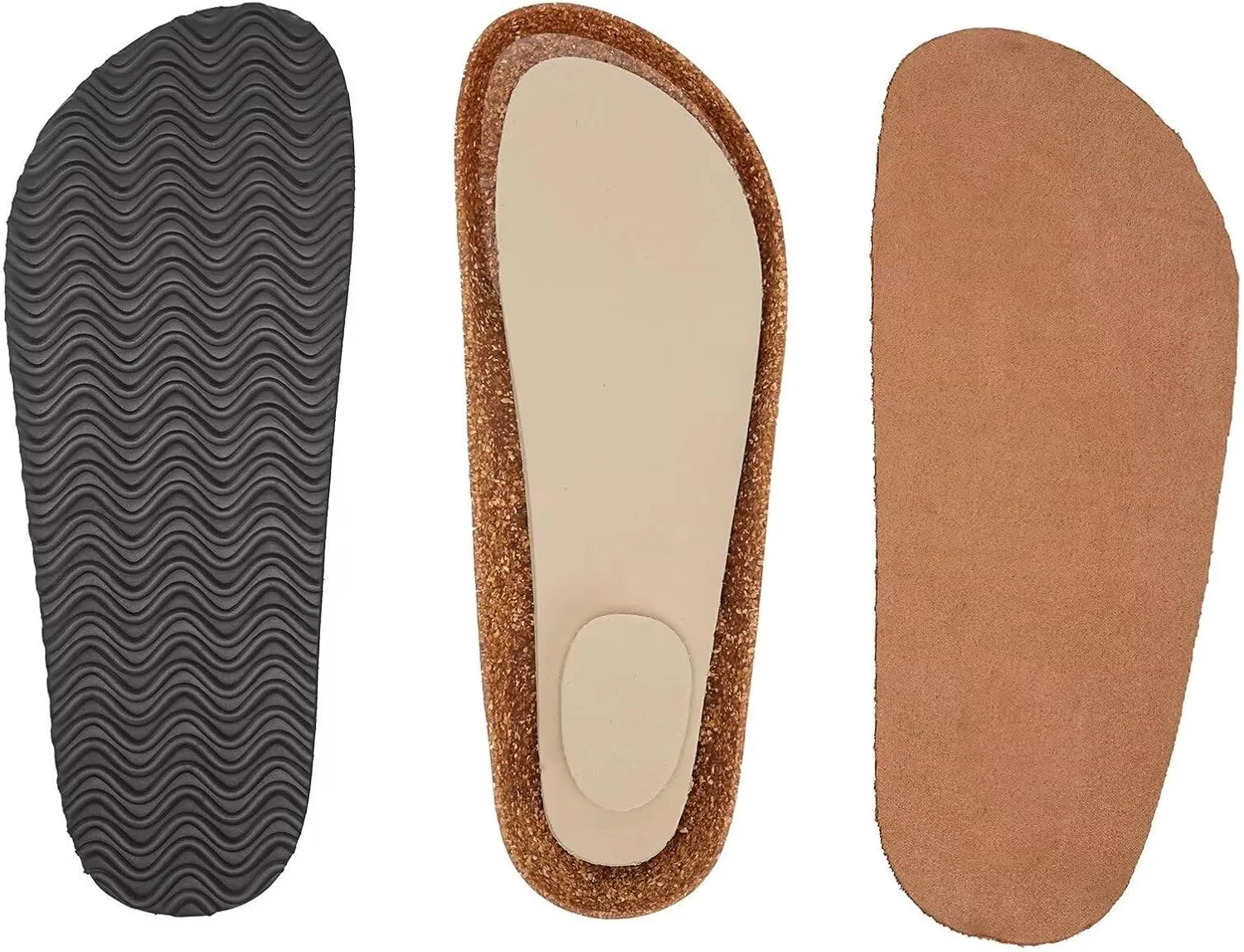 Mabove Mens Slides with Cork Footbed - Open Toe, Adjustable Webbing Flat Sandals for Walking, Beach & Indoor