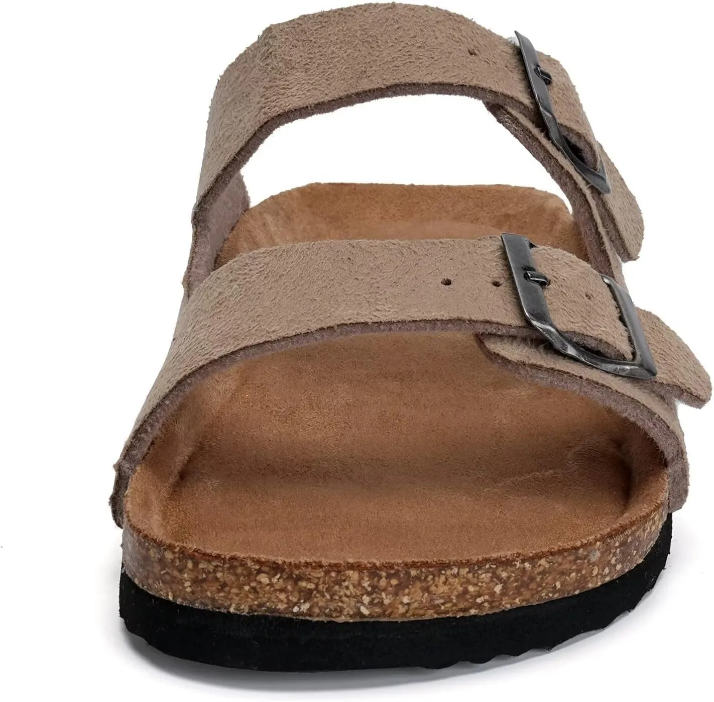 Mabove Mens Slides with Cork Footbed - Open Toe, Adjustable Webbing Flat Sandals for Walking, Beach & Indoor