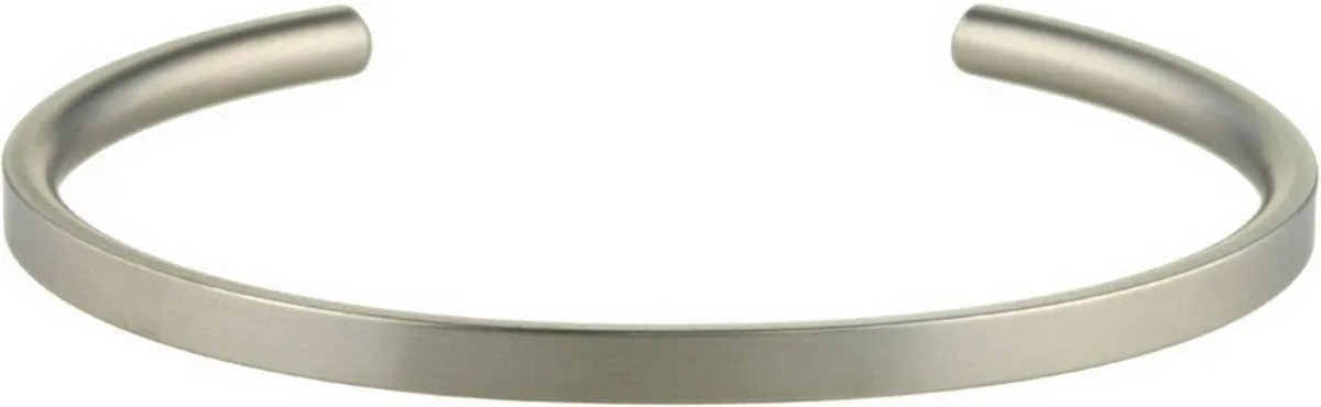 Matte Silver 4mm Wide Court Flat Torc Bangle - 70mm