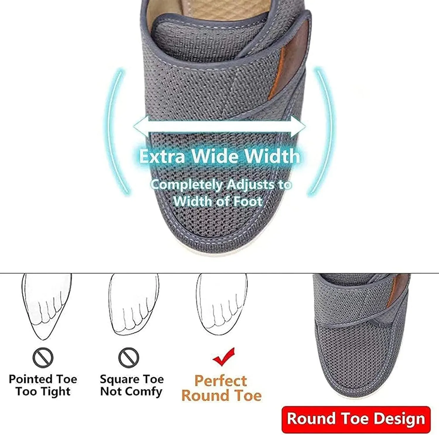 Men's Diabetic Shoes Diabetic Sneaker for Swollen Feet, Extra Wide Orthopedic Rehabilitation Shoes, Lightweight Diabetic Edema Shoes for Arthritis Thumb Valgus Senior,Black,14