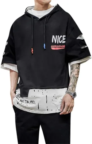 Men's Fashion Trends Hoodies Hip Hop Patchwork Sweater Hoodie Top