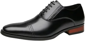 Men's Lace-up Business Formal Three-Joint Gentleman's Single Shoes Breathable Comfortable Suitable for Wedding Office Oxford Dress Shoes