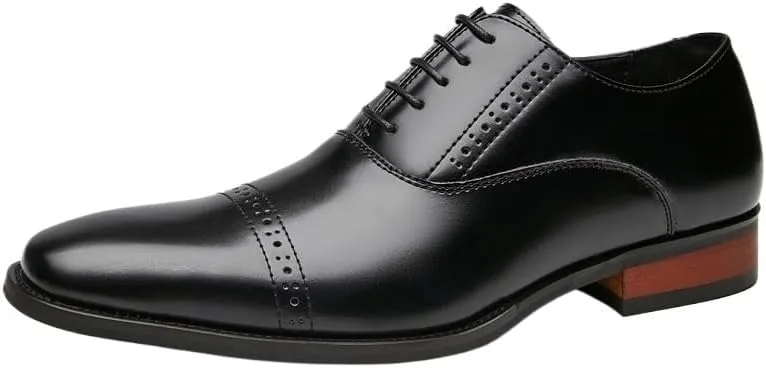 Men's Lace-up Business Formal Three-Joint Gentleman's Single Shoes Breathable Comfortable Suitable for Wedding Office Oxford Dress Shoes