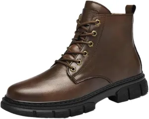 Men's Lace-up Oxford Shoes Warm Soft-Soled Casual Shoes Mid-Cut Thick-Heeled Versatile Breathable Non-Slip Shoes for Men