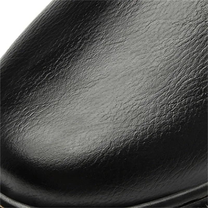 Men's Lace-up Oxford Shoes Warm Soft-Soled Casual Shoes Mid-Cut Thick-Heeled Versatile Breathable Non-Slip Shoes for Men