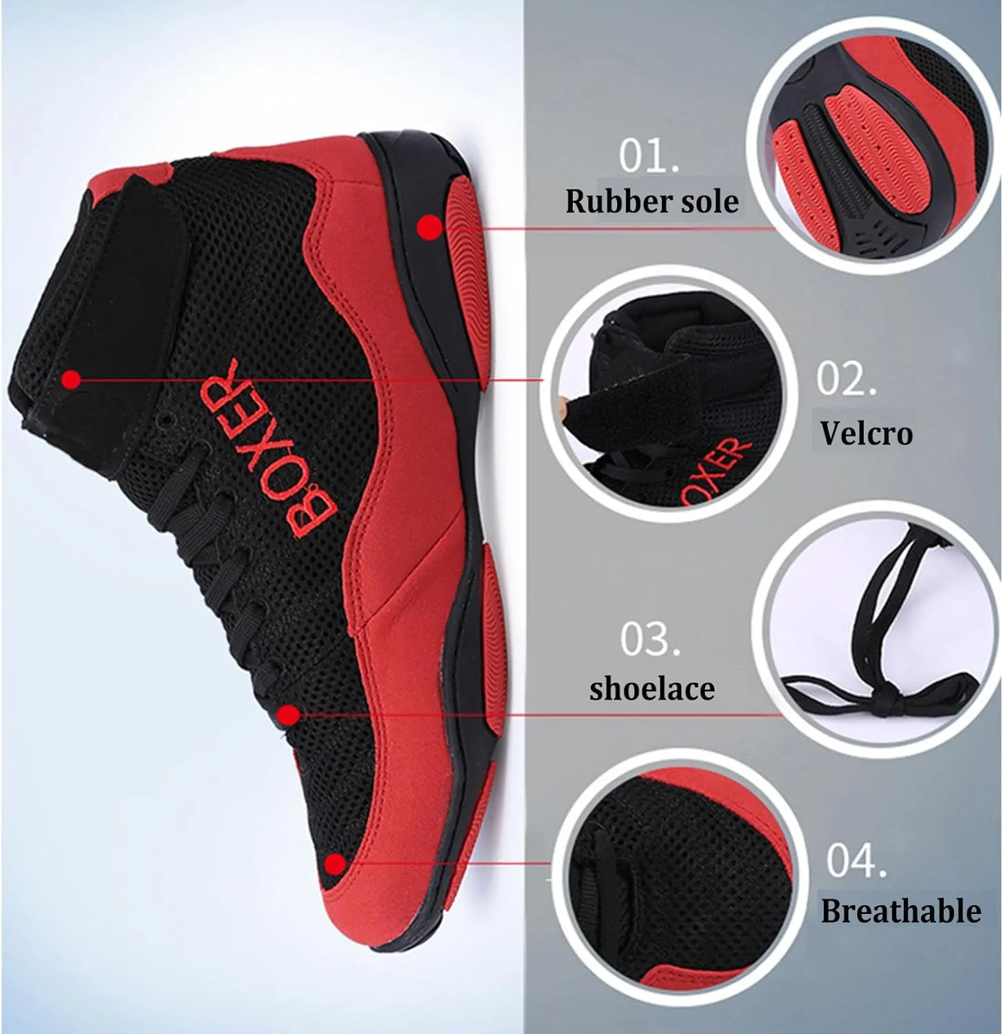 Mens' Lightweight Wrestling Shoes Unisex Breathable Fitness Shoes for Wrestling Boxing Weightlifting