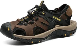 Men's Sport Sandals Outdoor Hiking Sandals Closed Toe Water Sandals Casual Lightweight Summer Breathable Beach Shoes