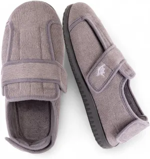 Men's Wide 80-D Memory Foam Diabetic Slippers with Adjustable Closures Breathable Washable Indoor/Outdoor House Shoe w/Anti Slip Sole