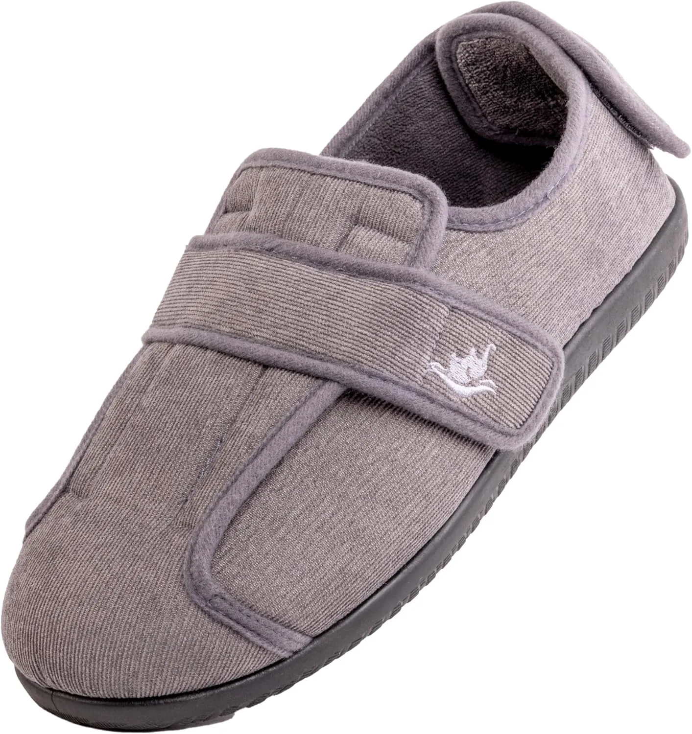 Men's Wide 80-D Memory Foam Diabetic Slippers with Adjustable Closures Breathable Washable Indoor/Outdoor House Shoe w/Anti Slip Sole
