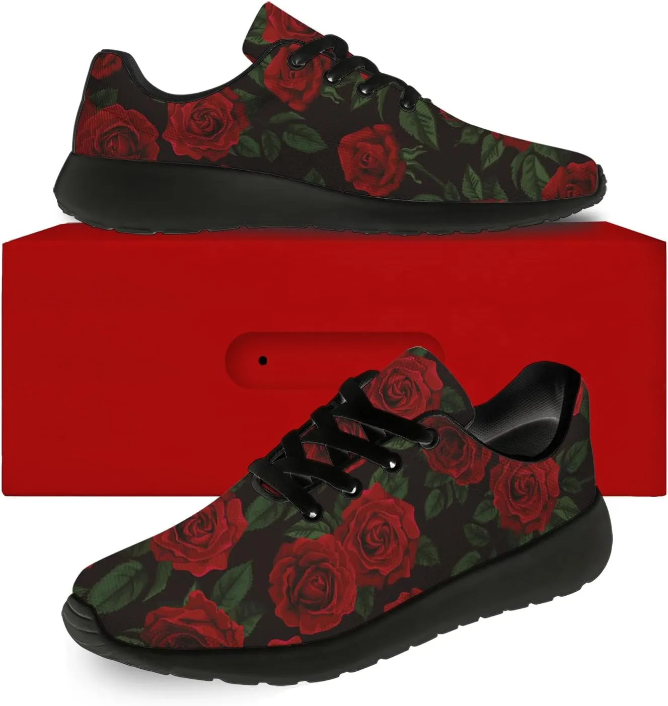 Mens Womens Rose Shoes Lightweight Running Tennis Gym Athletic Shoes Walking Sneakers Gifts for Him Her