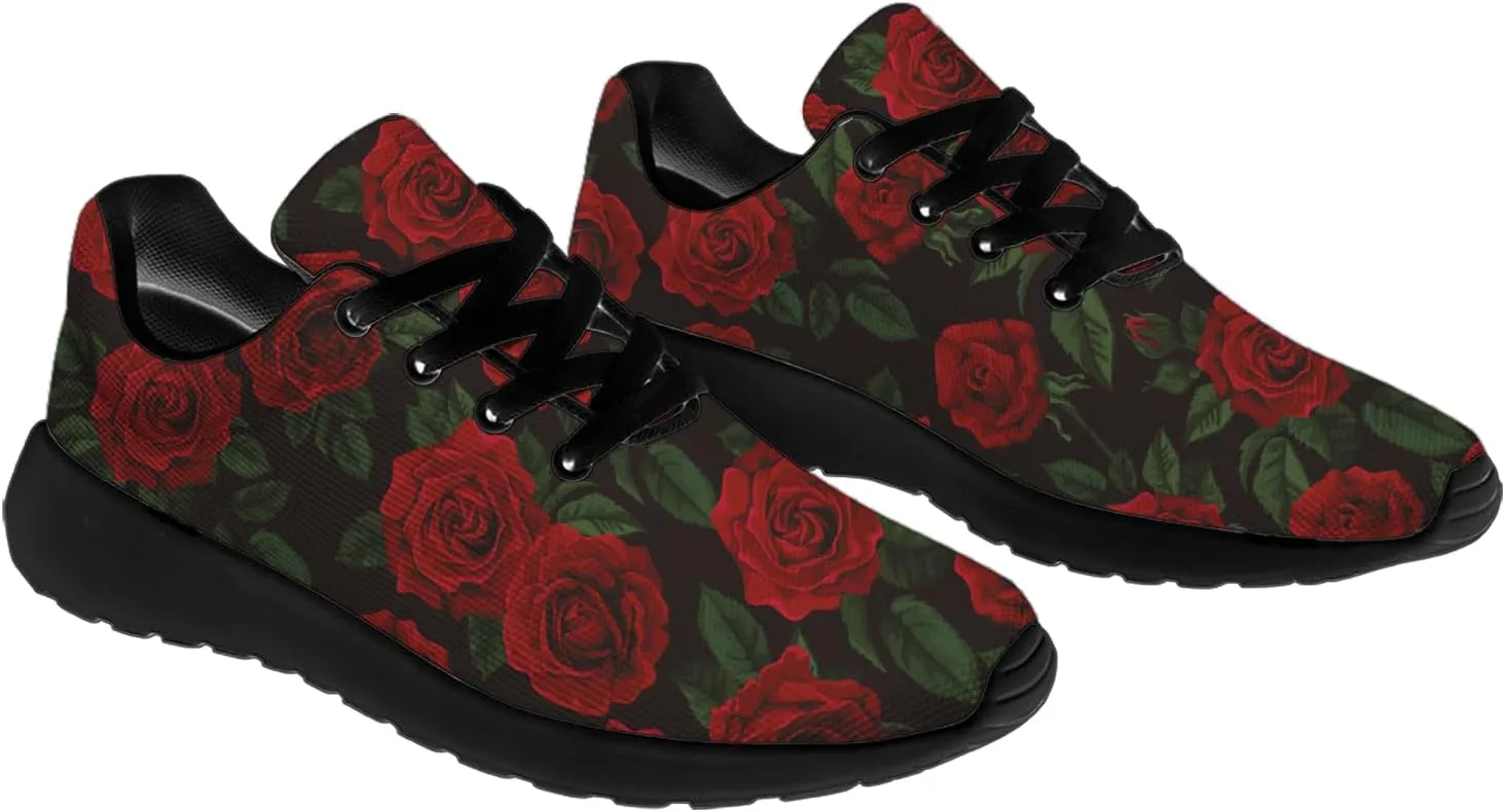 Mens Womens Rose Shoes Lightweight Running Tennis Gym Athletic Shoes Walking Sneakers Gifts for Him Her