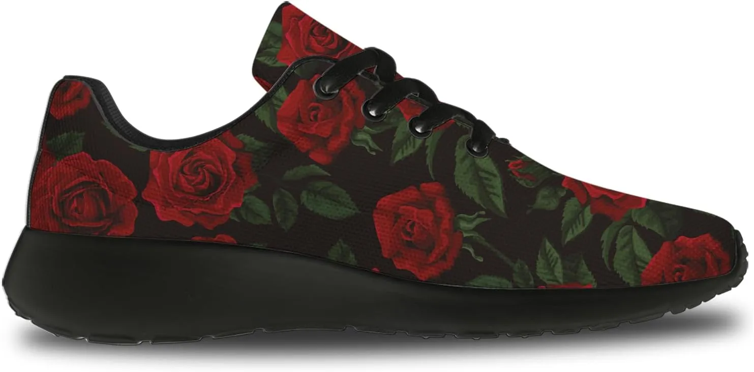 Mens Womens Rose Shoes Lightweight Running Tennis Gym Athletic Shoes Walking Sneakers Gifts for Him Her