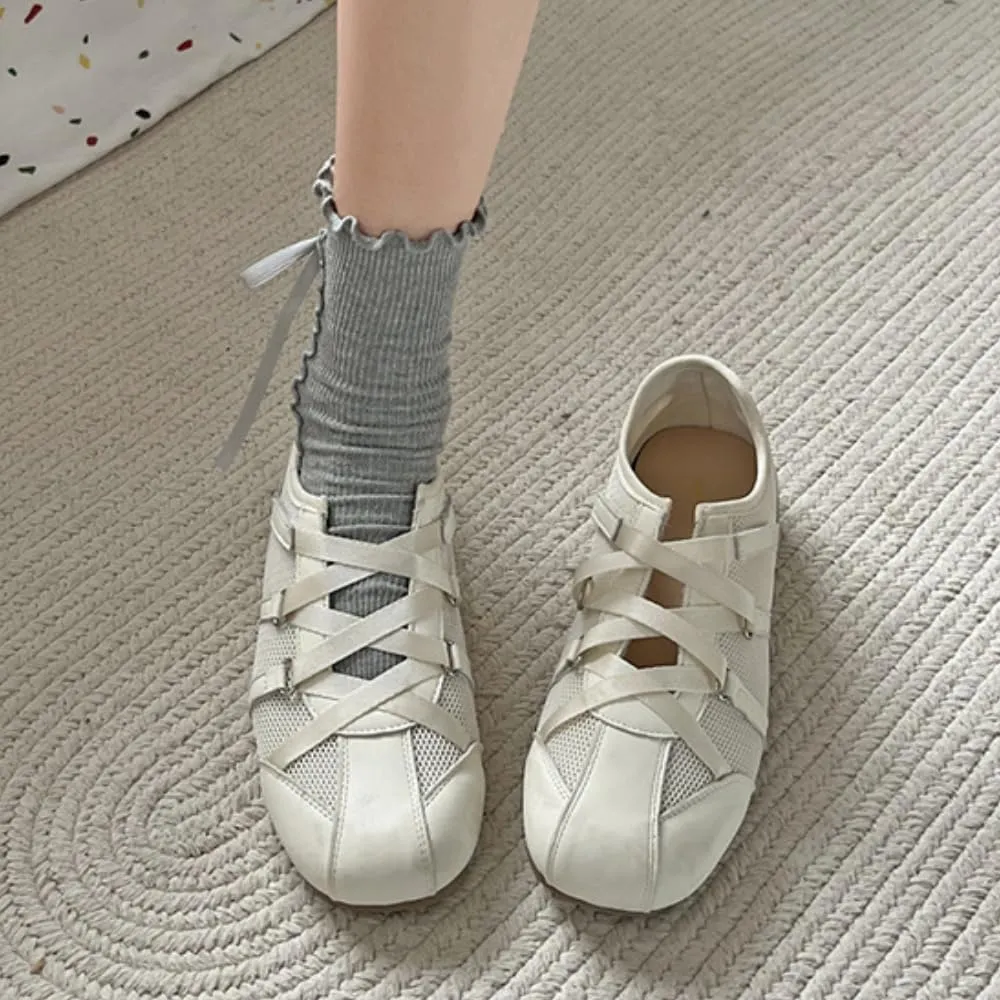 Mesh Sneakers for Women with Ballet Flat Suede Shoes Comfort Walking Shoes for Casual Outfits Daily Wear Urban Adventure