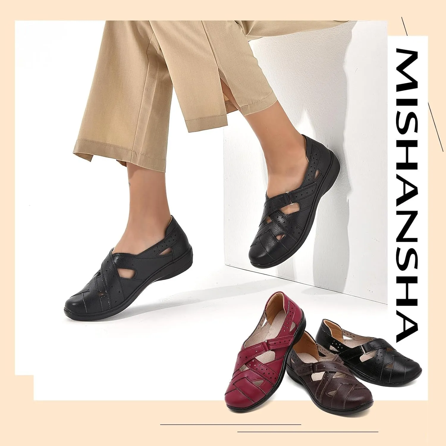 Mishansha Women's Slip On Loafers Closed Toe Flat Sandals Comfort Walking Shoes