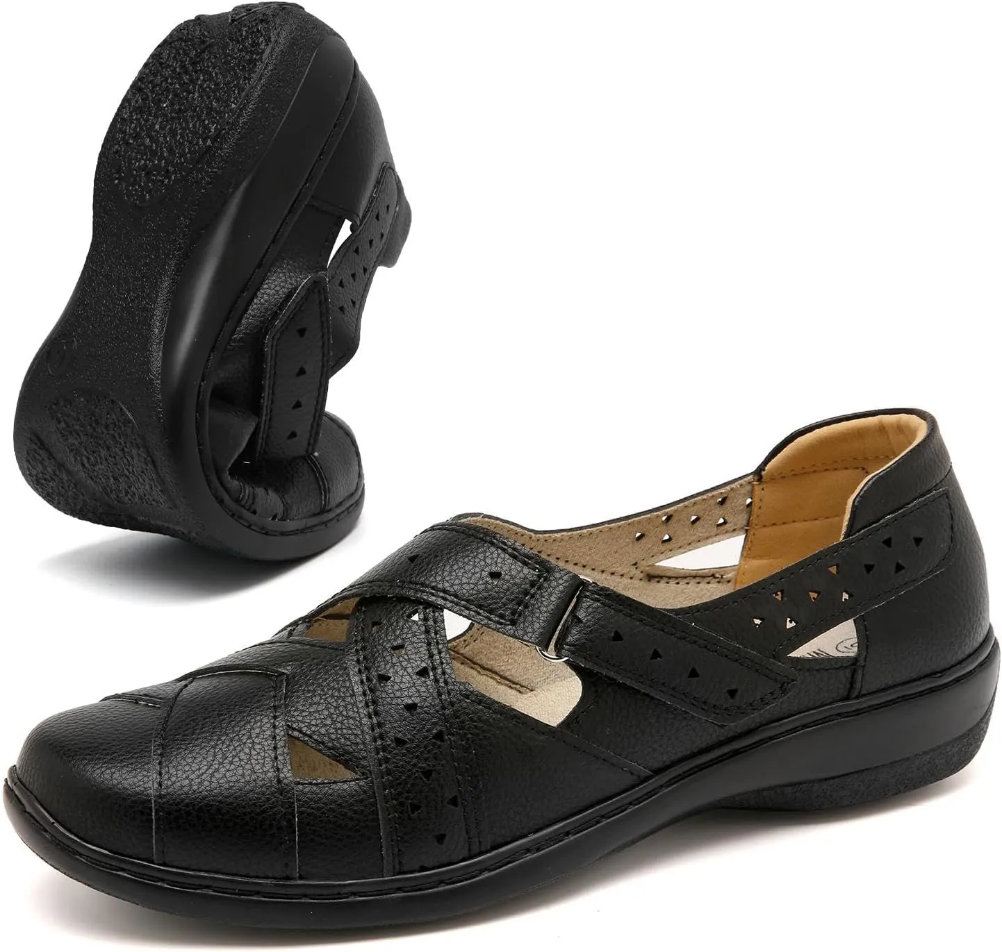 Mishansha Women's Slip On Loafers Closed Toe Flat Sandals Comfort Walking Shoes