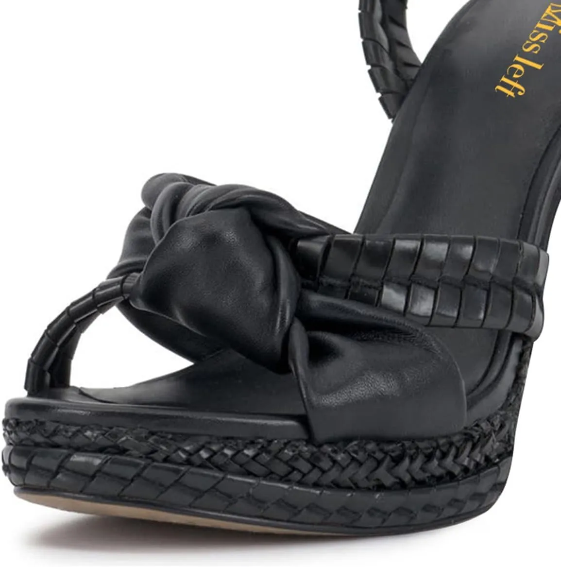 miss left Women Chic Super High Heel Braided Platform Sandals Open Toe with Knot Ankle Strap Buckle Elegant Prom Party Shoes Size 4-16 US